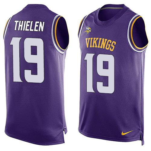  Vikings #19 Adam Thielen Purple Team Color Men's Stitched NFL Limited Tank Top Jersey